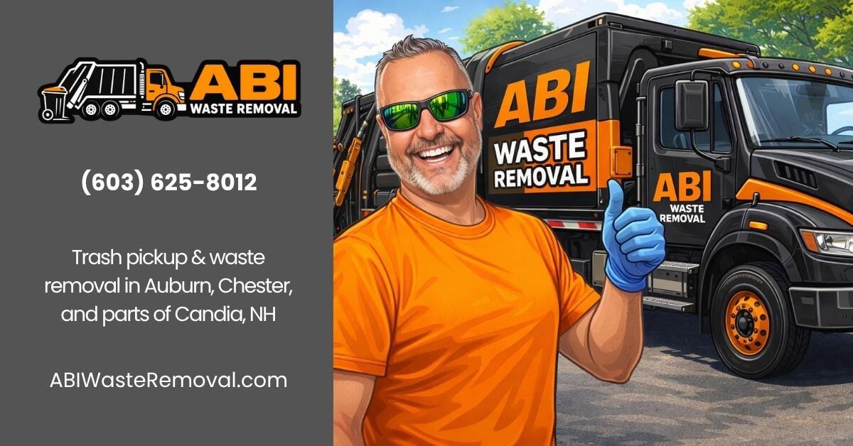 AI caricature image of a man wearing sunglasses pointing to black and orange trash truck