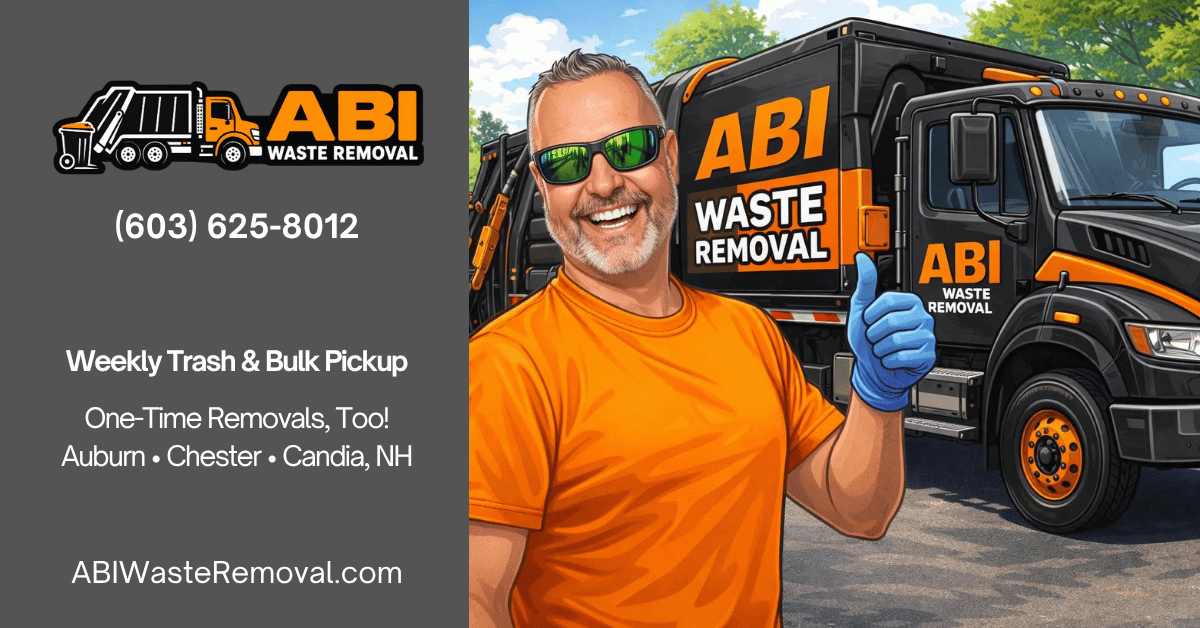 AI caricature image of a man wearing sunglasses pointing to black and orange trash truck